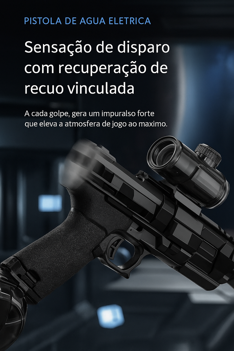Pistola de Água Elétrica com LED Recarregável – Jato Duplo e Canos Giratórios