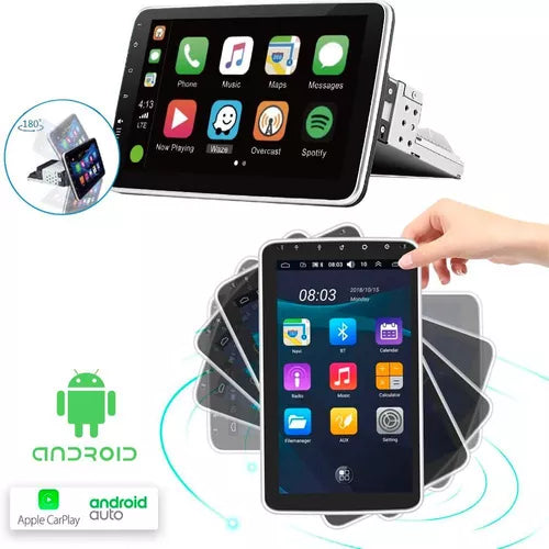 (OFERTA DIA DOS PAIS ) Central Multimídia 10” Android com Tela Rotativa, CarPlay e Android Auto –  Universal 1 DIN