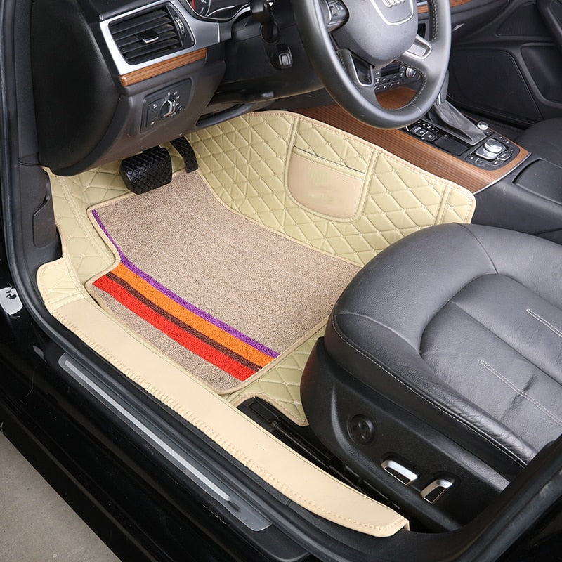 (OFERTA DIA DOS PAIS) Tapete Automotivo Esportivo de Couro – Kit 4 Peças Universal para Todos os Carros | Edição Limitada Dia dos Pais