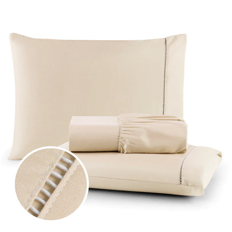 Conjunto de Cama 3 Peças Cinza – Lençol com Fronhas para Solteiro, Casal, Queen e King