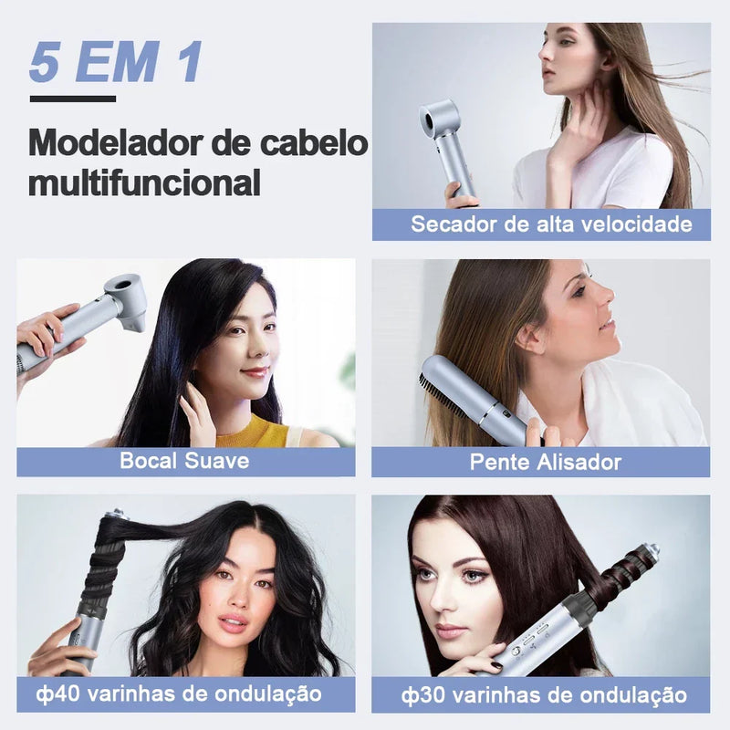 Escova Secadora 5 em 1 Gokoco – Cabelos Lisos, Brilhantes e Sem Frizz em Minutos