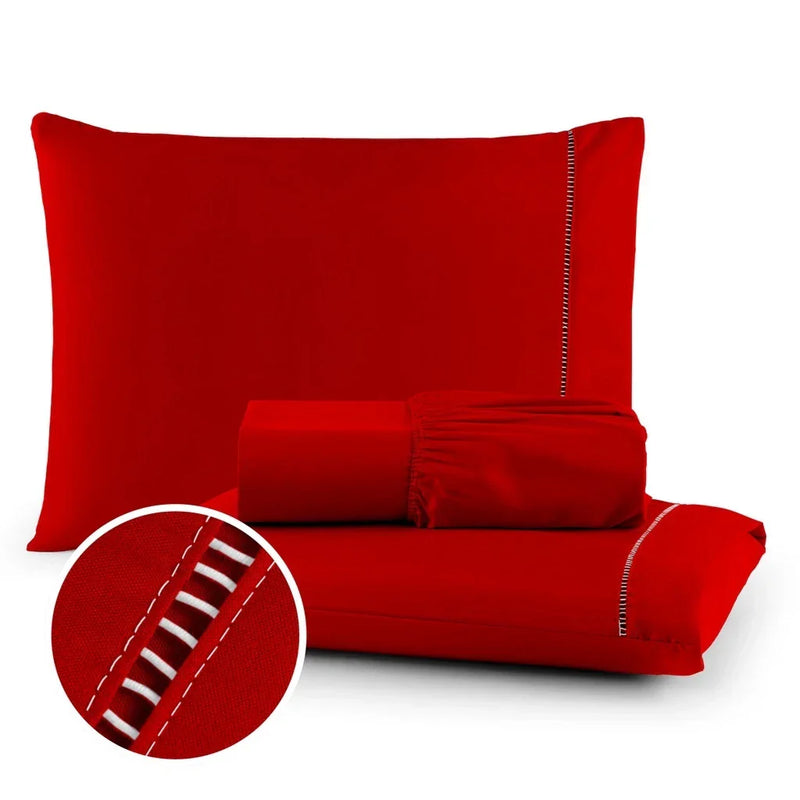 Conjunto de Cama 3 Peças Cinza – Lençol com Fronhas para Solteiro, Casal, Queen e King