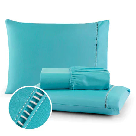 Conjunto de Cama 3 Peças Cinza – Lençol com Fronhas para Solteiro, Casal, Queen e King