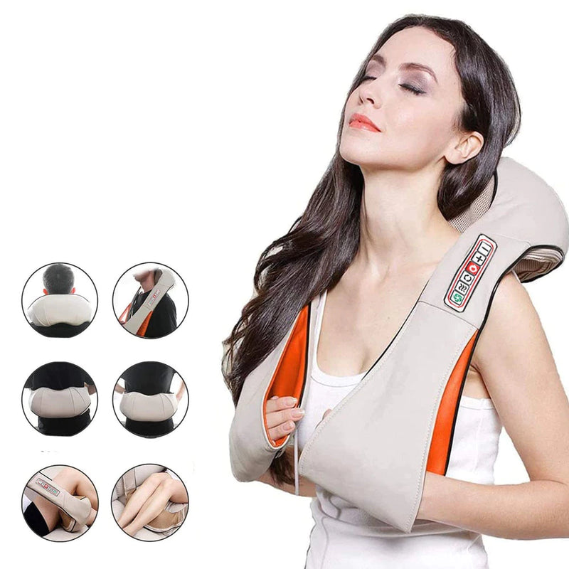Massageador Cervical e Lombar Shiatsu com Calor Infravermelho – Elétrico Bivolt para Pescoço, Ombros e Costas