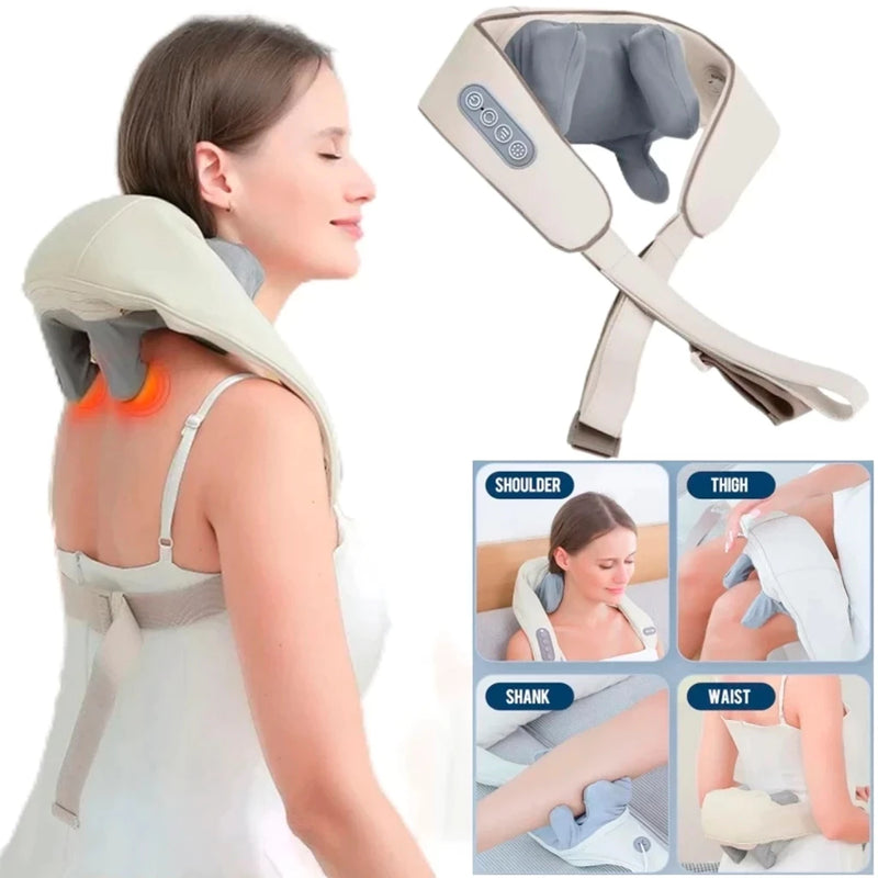 Massageador Cervical e Lombar Shiatsu com Calor Infravermelho – Elétrico Bivolt para Pescoço, Ombros e Costas