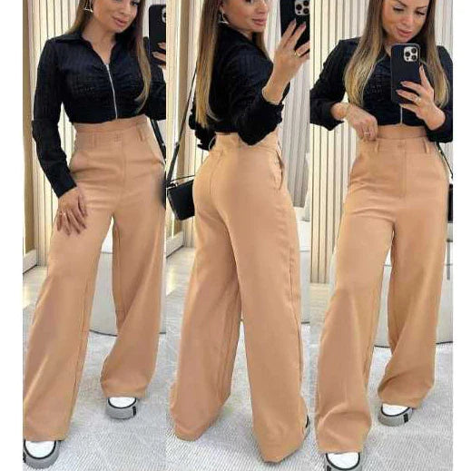 PROMOÇÃO PAGUE 1 LEVE 2 Calça Pantalona Alfaiataria Premium Com Bolso(POUCAS UNIDADES)