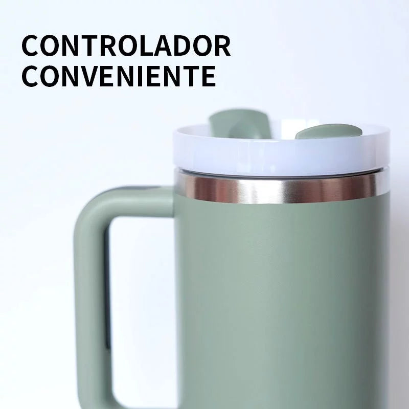 Copo Térmico Inox 1200ml – COMPRE 1, LEVE 2! Tampa + Canudo | Parede Dupla Premium