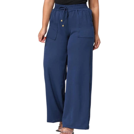Calça Pantalona Feminina Plus Size com Bolso – Cintura Alta em Tecido Duna (P ao EGG)