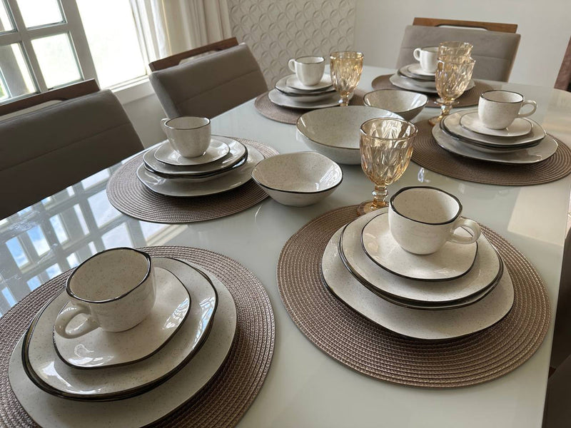 54 Peças Mesa Posta de Jantar em Porcelana Conjunto de Luxo Estilo Oxford