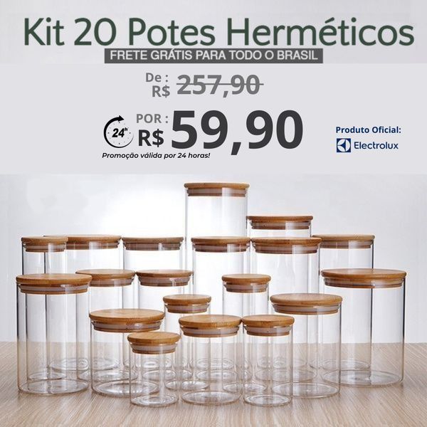 KIT COM 20 Potes Herméticos COM 69% OFF + FRETE GRATIS