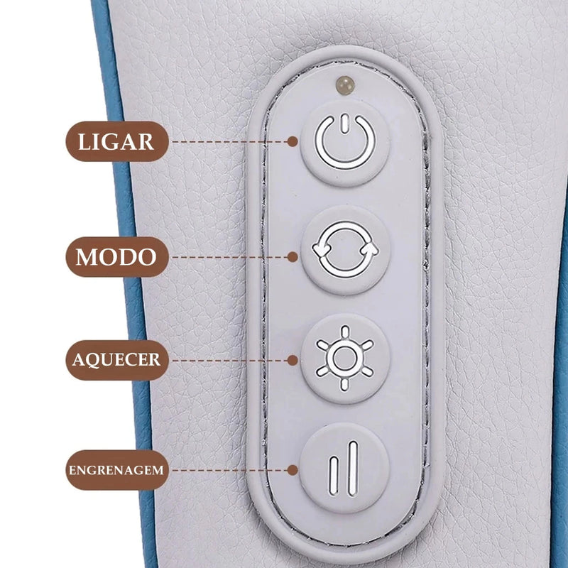 Massageador Cervical e Lombar Shiatsu com Calor Infravermelho – Elétrico Bivolt para Pescoço, Ombros e Costas