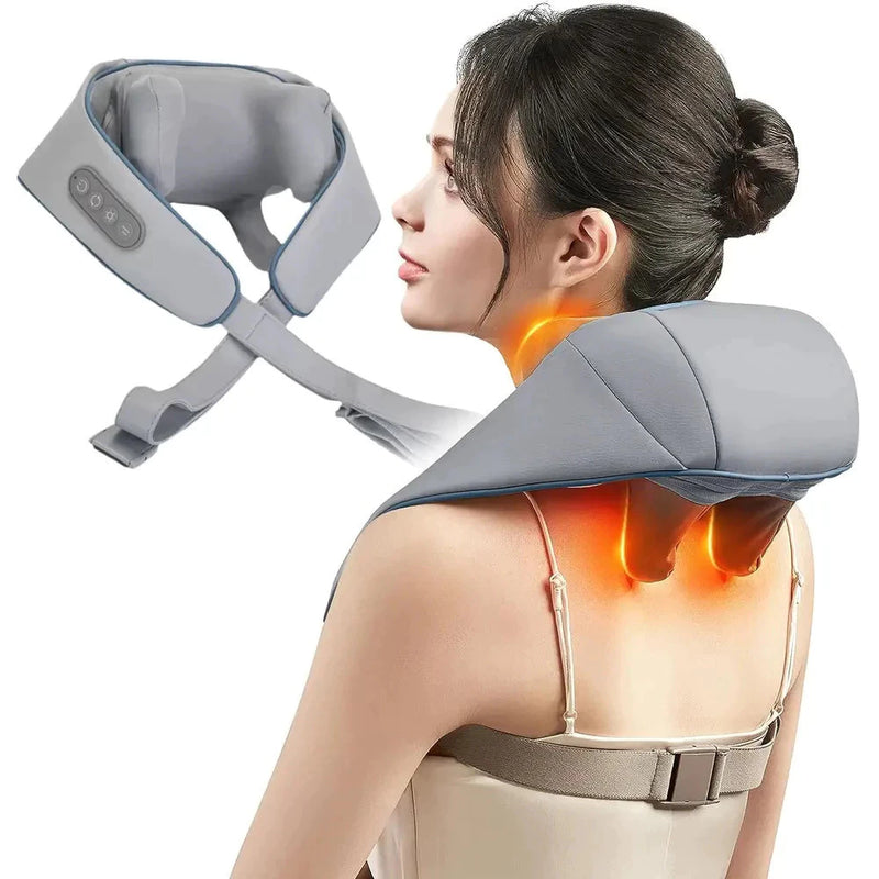 Massageador Cervical e Lombar Shiatsu com Calor Infravermelho – Elétrico Bivolt para Pescoço, Ombros e Costas