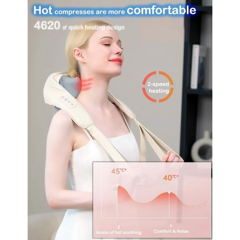 Massageador Cervical e Lombar Shiatsu com Calor Infravermelho – Elétrico Bivolt para Pescoço, Ombros e Costas