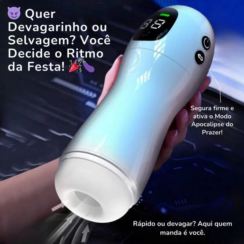 Acessório masculino de bem-estar Elétrico com Display, Som e Textura Realista – Recarregável USB