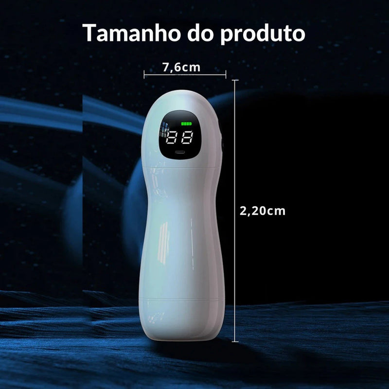 Acessório masculino de bem-estar Elétrico com Display, Som e Textura Realista – Recarregável USB