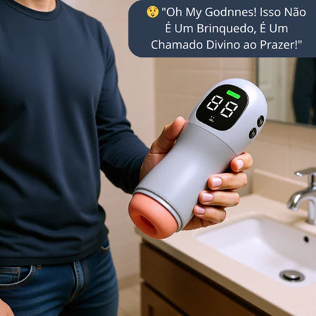 Acessório masculino de bem-estar Elétrico com Display, Som e Textura Realista – Recarregável USB
