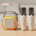 Mini Caixa de Som Bluetooth com Karaokê, 2 Microfones e Luz LED RGB Portátil 5W – K12