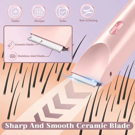 Barbeador Elétrico Feminino 2 em 1 – Recarregável, À Prova d’Água e Ideal para Corpo