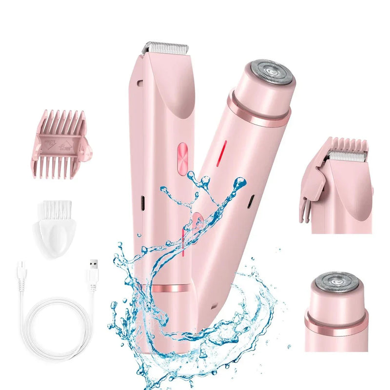 Barbeador Elétrico Feminino 2 em 1 – Recarregável, À Prova d’Água e Ideal para Corpo