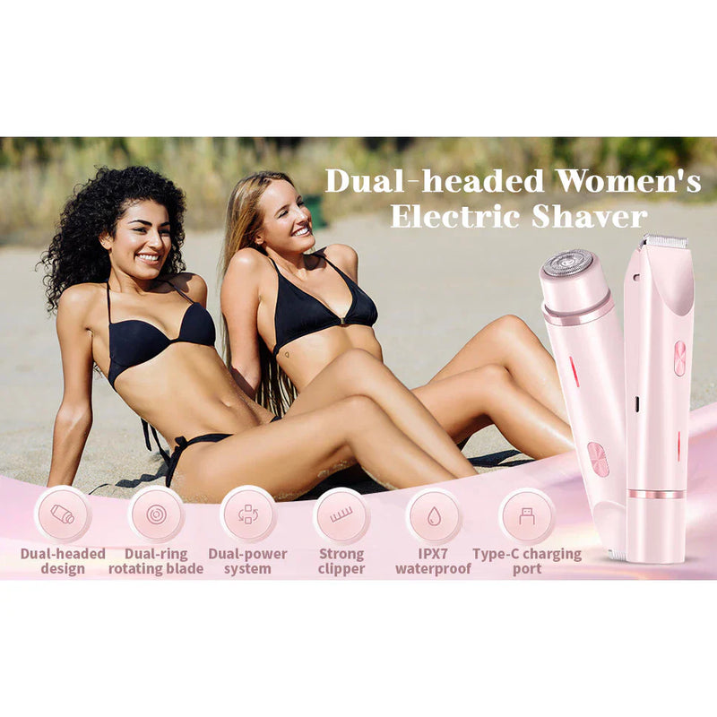Barbeador Elétrico Feminino 2 em 1 – Recarregável, À Prova d’Água e Ideal para Corpo